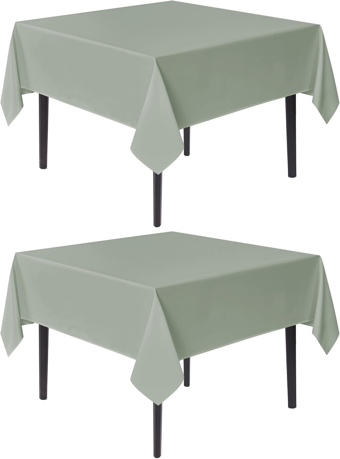 sancua Square Tablecloths 85x85 Inch, 2 Pack - Sage Green Fabric Table Cloth for Square or Round Tables, Washable Polyester Table Cover for Outdoor Party, Birthday, Buffet, Resturant