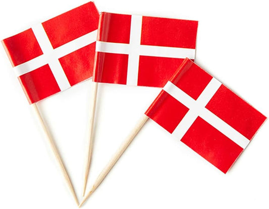 Denmark Flag Danish Flag, Small Mini Denmark Toothpick Flags for Food, Cupcakes, Cocktails, Appetizers, Bar Party Decorations