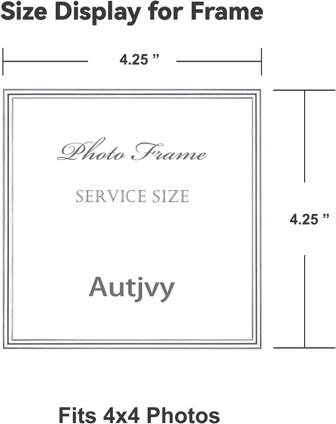 4x4 Picture Frame Silver Brushed Modern Simple Thin Aluminum Metal Photo Frame with HD Real Glass, Display for Tabletop and Wall Collage. (2 Pack)