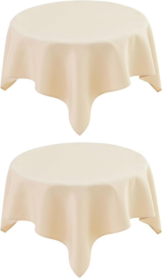 2 Pack Small Square Table Cloth 36X36 Inch Beige Washable Fabric Tablecloth Polyester Solid Tables Cover for Night Stand End Table Side Table Outdoor Indoor