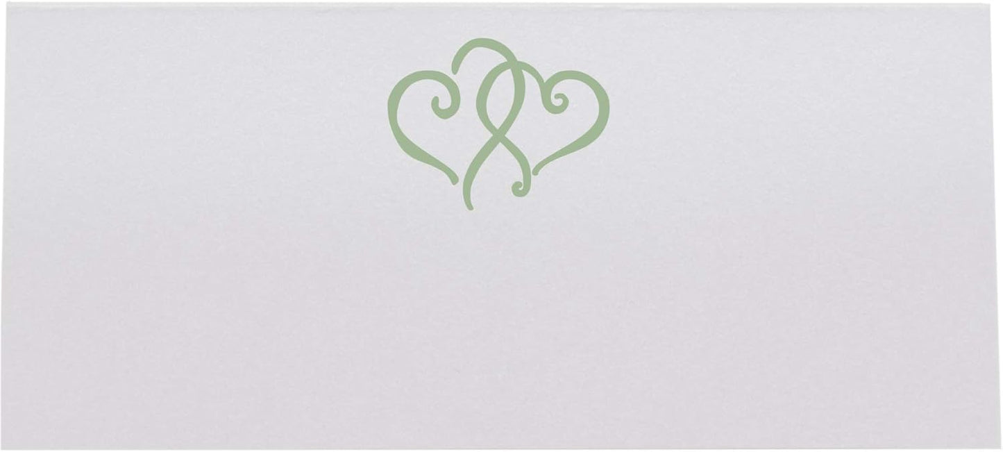 Linked Hearts Place Cards, Sage (Choose Color), Set of 150, Pre-cut and Scored - Wedding, Party, Dinner, and Special Events - Made in the USA