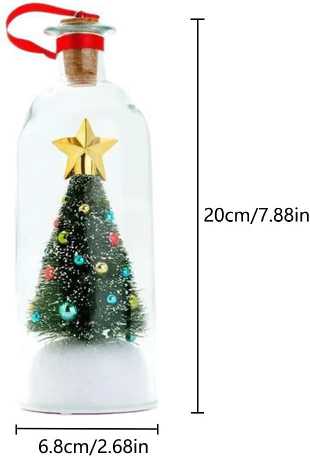 Christmas Tree Message in a Bottle, Recordable Christmas Tree Voice Message Bottle Ornament for Tabletop, Holiday Memories, Snowy Scene in Nostalgic Bottle, Christmas Trees Decoration Gift (3 pcs)