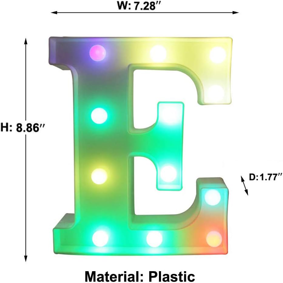 Pooqla Colorful LED Marquee Letter Lights with Remote – Light Up Signs Party Bar Letters Decorations for The Home - Multicolor E