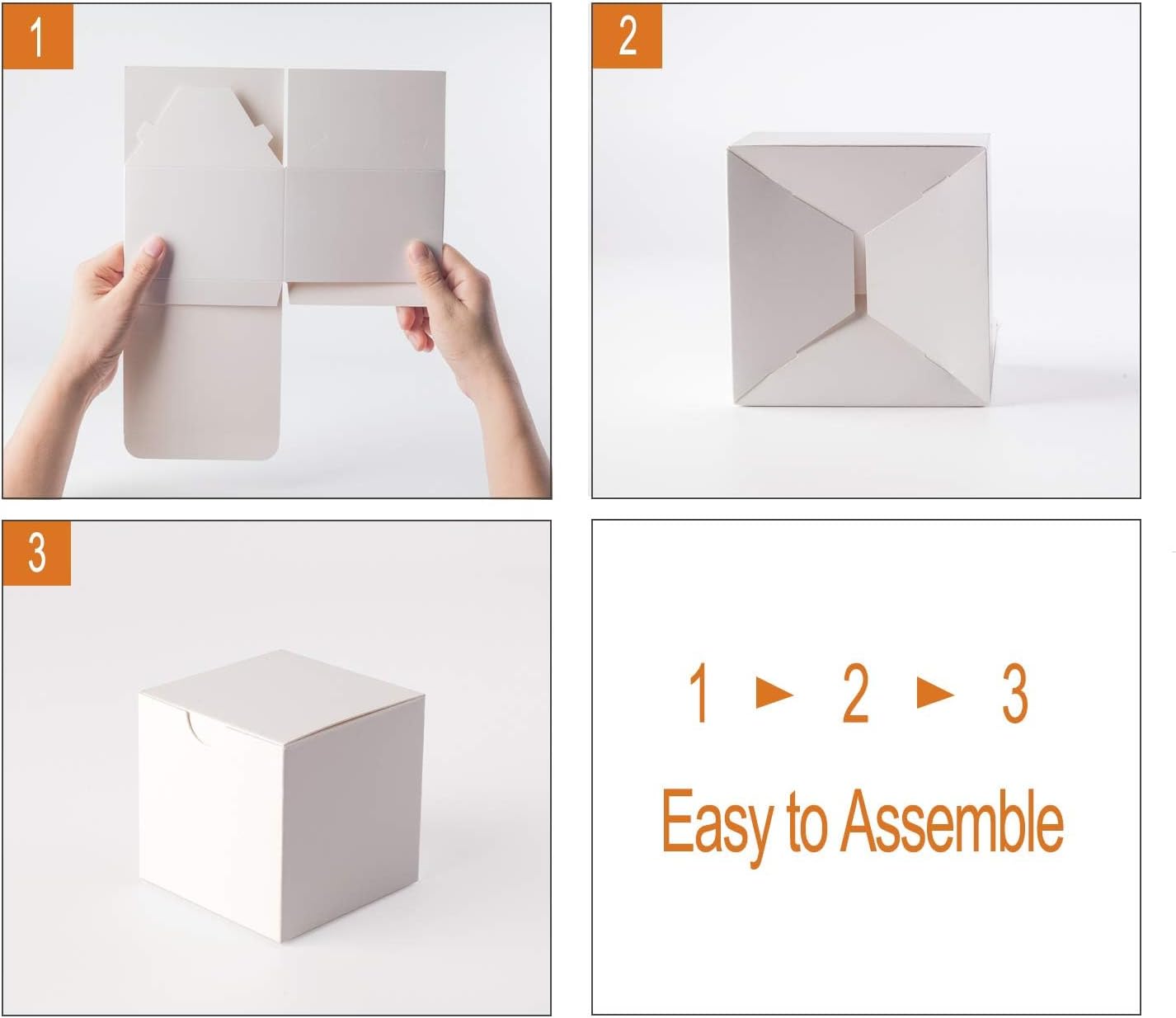 GEFTOL Small White Gift Box - 100 Pack, 3x3x3 inches, Foldable Paper Box for Bridesmaids, Proposals, Birthdays, Parties, Christmas