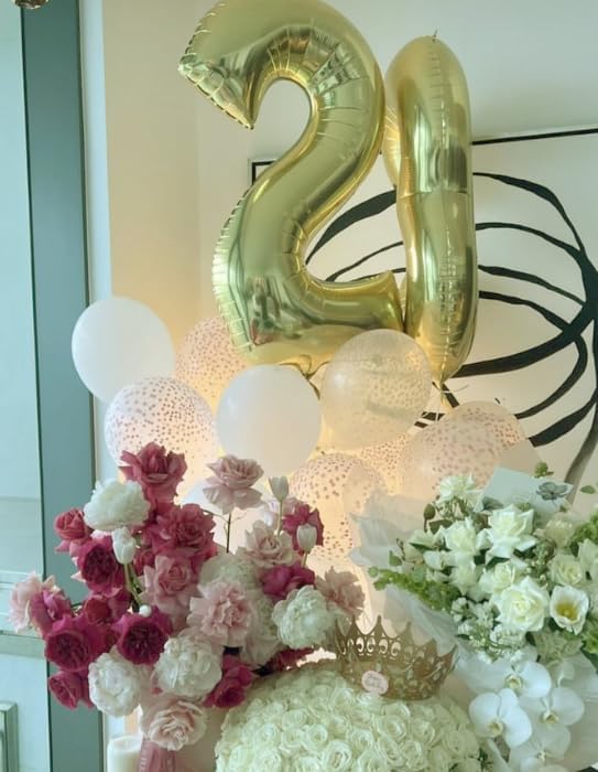 Large 40 Inch Champagne Gold 3 Number Balloon, 3 13 23 30 33 36 38 Light Gold Birthday Party Decorations, Numbers Three Foil Balloons for Anniversary Party Graduations Celebration Supplies