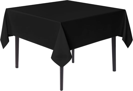 sancua Black Square Tablecloths 85x85 Inch - Fabric Table Cloth for Square or Round Tables, Washable Polyester Table Cover for Outdoor Party, Birthday, Buffet, Resturant