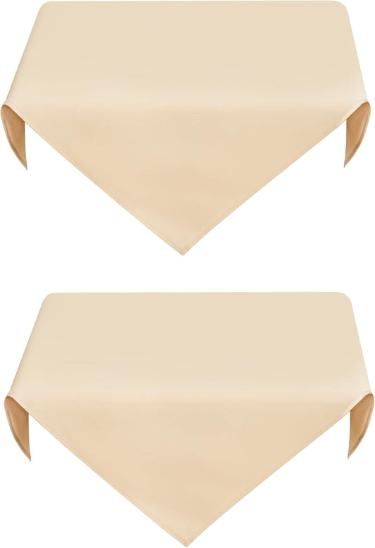 2 Pack Small Square Table Cloth 24X24 Inch Beige Washable Fabric Tablecloth Polyester Solid Table Cover for Night Stand End Table Side Table Outdoor Indoor