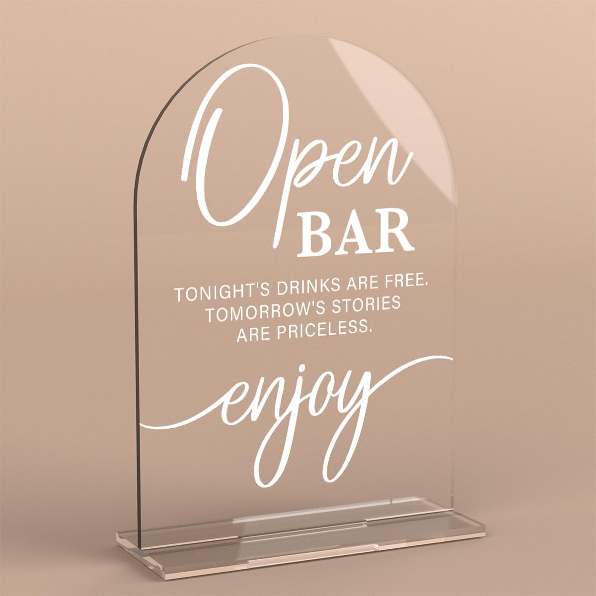 Acrylic Wedding Sign Wedding Signs for Ceremony Open Bar Sign for Wedding Modern Calligraphy Arch Acrylic Table Top Sign for Wedding Reception and Event Party Table