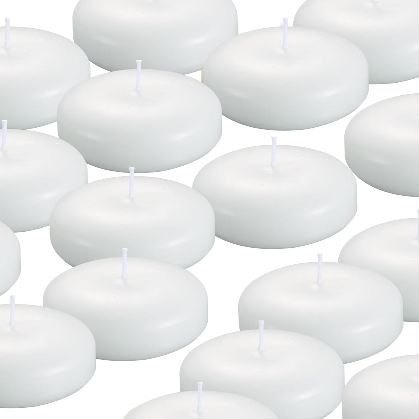 36 Pack Floating Candles, 3” White Unscented Dripless Wax Burning Candles, for Weddings, Party, Cylinder Vases, and Home Decorations