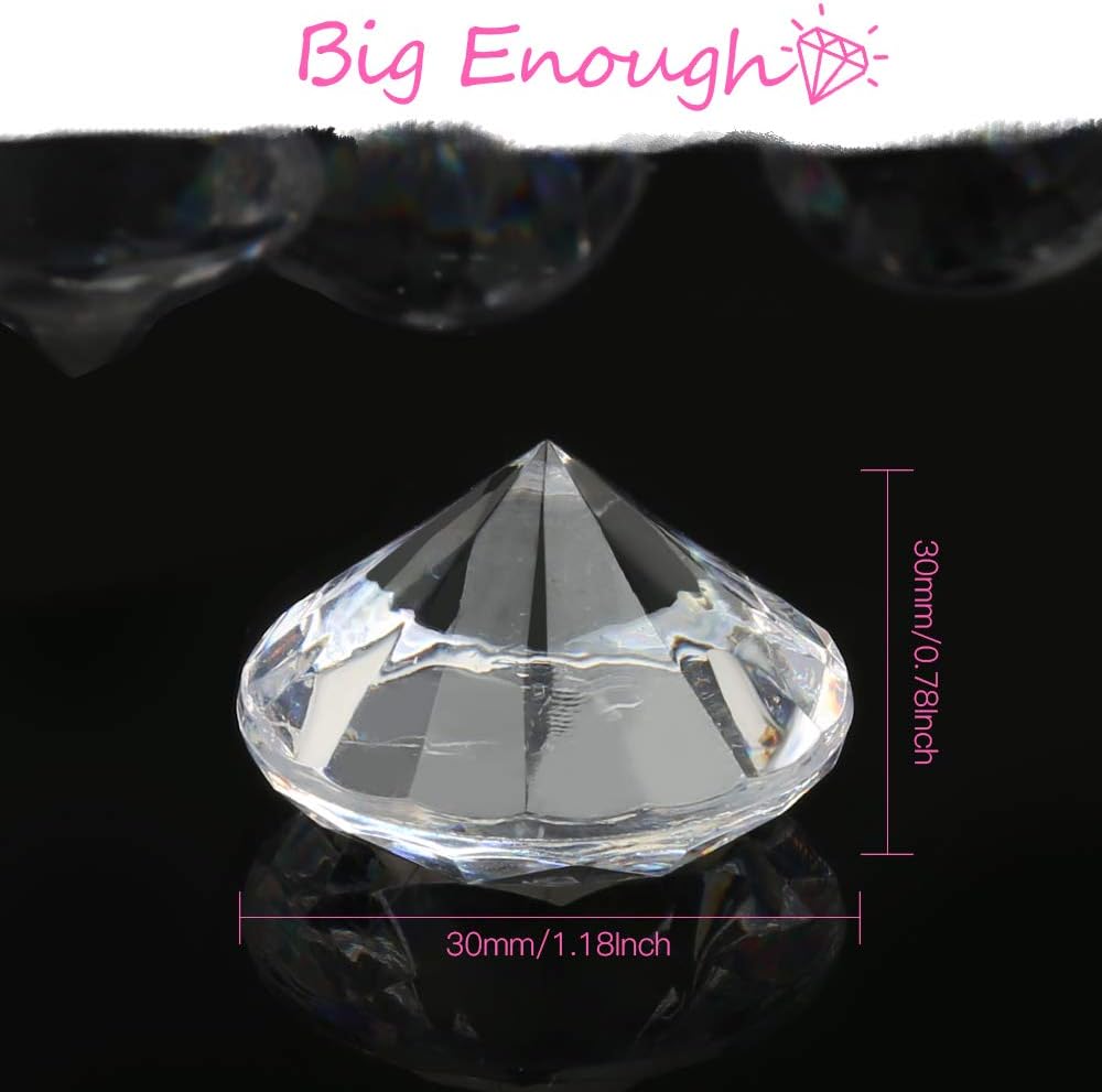 YGDZ Clear Acrylic Diamonds, 30mm Big Clear Crystals Diamond for Wedding Party Decoration Table Scatter Bridal Shower Vase Fillers, 1.5 Pounds