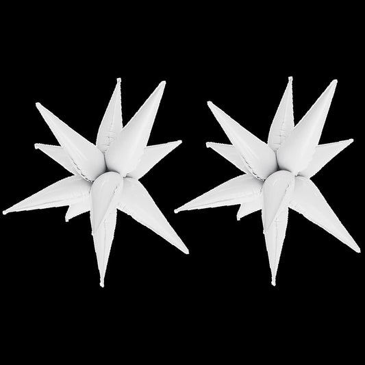 Tellpet Star Balloons Starburst Spike Shaped Balloon, 2pcs Large, White