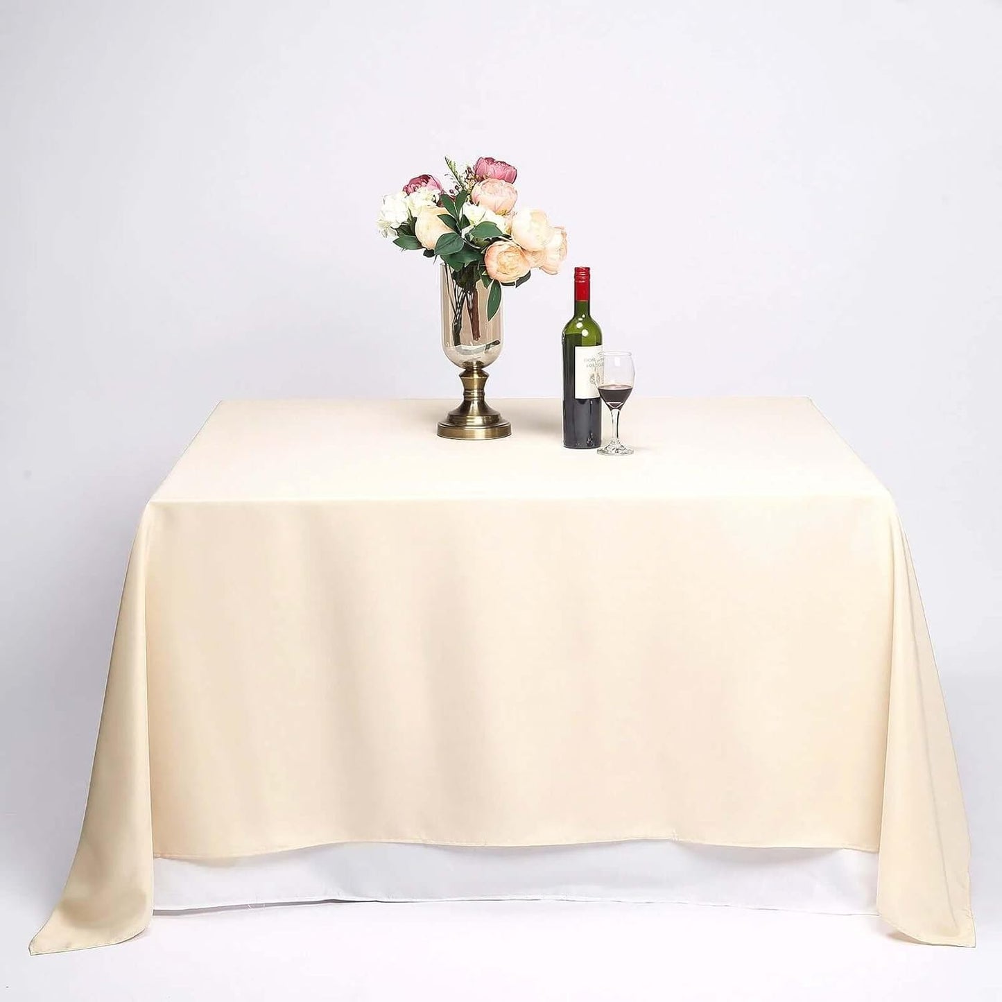 Efavormart 90" Beige Wholesale Linens Polyester Square Linen Tablecloth for Kitchen Dining Catering Wedding Birthday Party Events