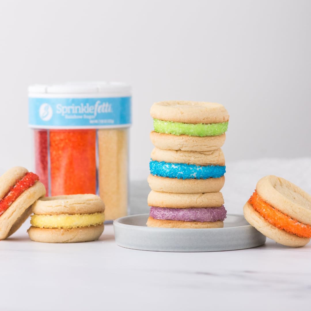 Sweets Indeed Sprinkles 6 Cell Edible Sprinkle Mix Jimmies Perfect for Cake Decorations Baking Ice Cream Cookies Cupcake Topper (Rainbow Sugar)