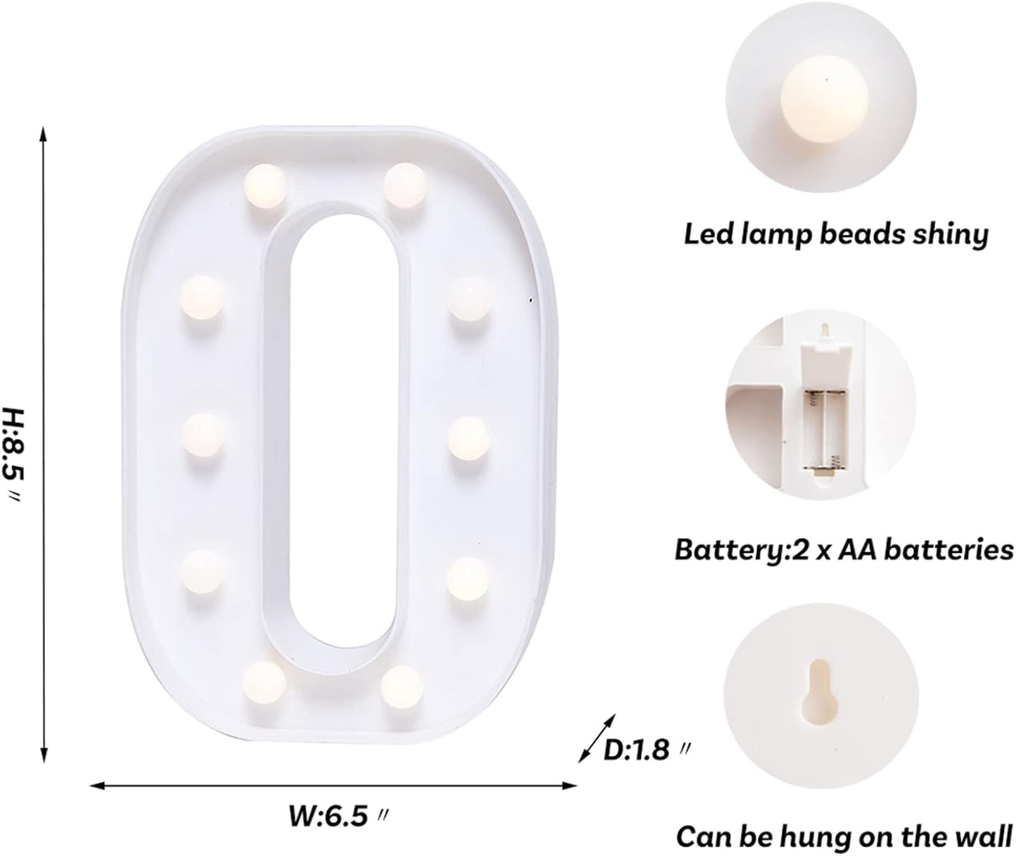 Foaky LED Letter Lights Sign Marquee Light Up Letters Sign for Night Light Wedding/Birthday Party Battery Powered Christmas Lamp Home Bar Decoration(O)