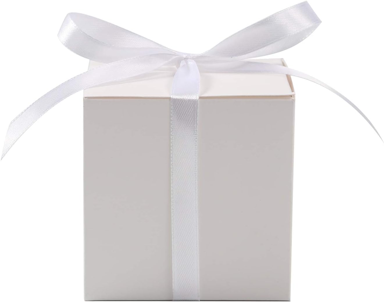 COTOPHER 60pcs Small Gift Boxes, Favor Boxes 2x2x2 inches Paper Gift Boxes with Ribbons Candy Box for Wedding Favors Baby Shower Bridal Shower Birthday Party (White)