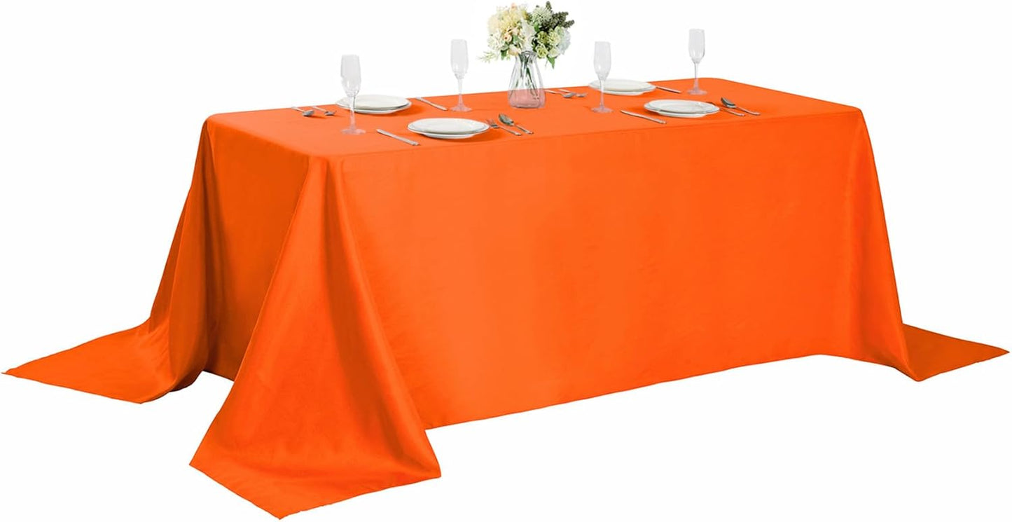 Rectangle Tablecloth 90x132 inch Washable Polyester Fabric Table Cloth for Wedding Party Dining Banquet Decoration（90x132, Orange）