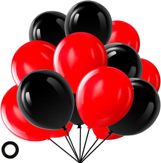 Red and Black Balloons, 70 Pack 12 Inch Black and Red Latex Balloons for Birthday Graduation Wedding Racing Car Poker Card Party Decoration