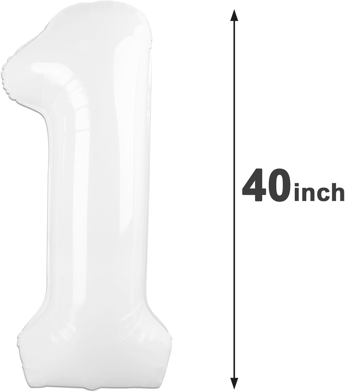 White Number 1 Balloon 40 inch, Number 1 Birthday Balloon for Boy Girl, White Foil One for 1st 10 11 12 16 18 Birthday Party, Anniversary Celebration Number Decorations