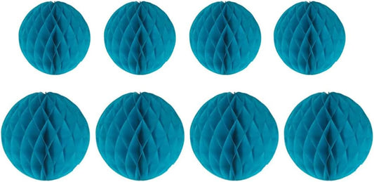 8pc Honeycomb Balls Party Decorations 8'' 10'' Tissue Paper Pom Poms Flower Balls Hanging Paper Honeycomb Balls for Party Baby Shower Birthday Wedding Nursery Wall Decor(8'' 10'' Teal)