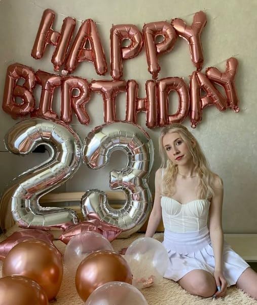40 Inch Silver 23 Large Number Balloon, 23 32 Silver Birthday Party Decorations, Number 23 Foil Balloons for Anniversary Party Graduations Celebration Supplies