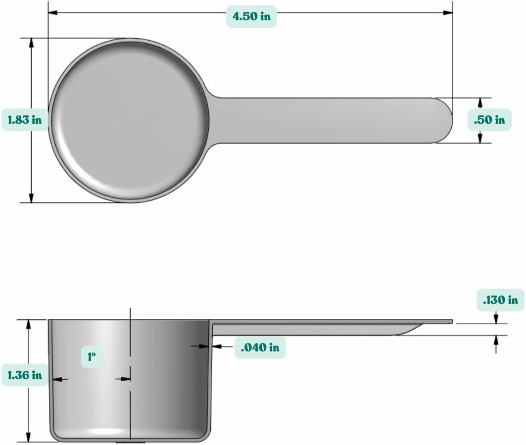 50 mL (50 CC | 1.69 Oz.) Long Handle Scoop for Measuring Coffee, Pet Food, Grains, Protein, Spices and Other Dry Goods (Pack of 1)
