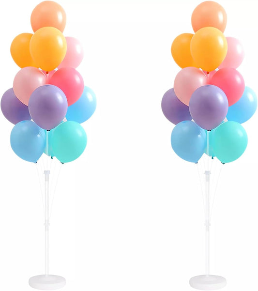 Balloon Column Stand Kit,2 Sets of Assorted Rainbow Balloon Tower Pillar with Reusable Design for Grirls Party,Birthday, Wedding, Baby Shower, Graduation Valentine's Day Decoration