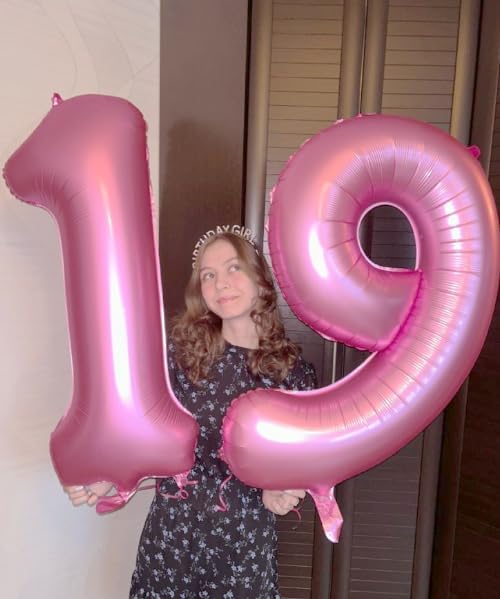 Pink 9 Number Balloon 40 Inch, Jumbo Giant Happy 9th 19 29 39 49 99 Birthday Party Decorations, Large Nine Mylar Foil Anniversary Birthday Party Engagement Decorations