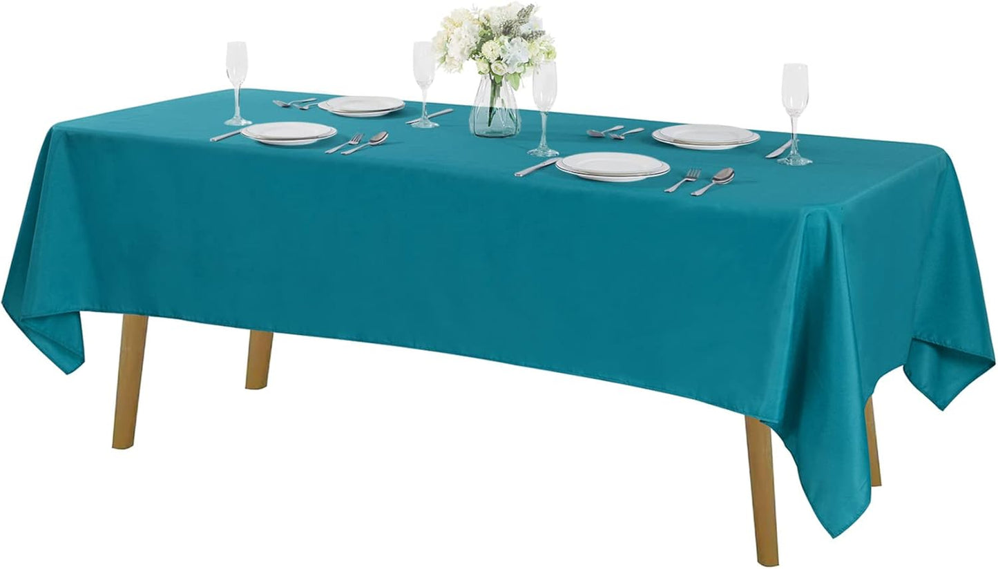 Rectangle Tablecloth 60x102 inch Washable Polyester Fabric Table Cloth for Wedding Party Dining Banquet Decoration（60x102, Teal）