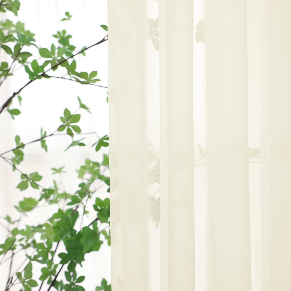 Window Beige Sheer Curtains 63 Inches Long 2 Panels Sheer Curtain Basic Rod Pocket Panel for Bedroom Children Living Room Yard Kitchen (Beige, 52" W x 63" L | 2 pcs)