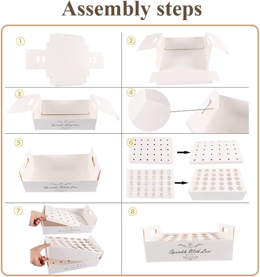 30 Pieces biodegradable confetti Cones and Stand Tray Paper Cone Box 30 Holes Suitable Placing Dried Flower Petals Confetti for Wedding, Engagement, Party, Birthday (White)
