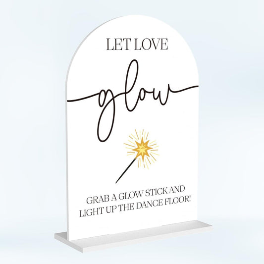 Wedding Glow Sticks Light Up Sticks Sign for Reception Acrylic Arch Dance Floor Props Table Decor Signs for Wedding Bridal Shower 7 x 5 Inches