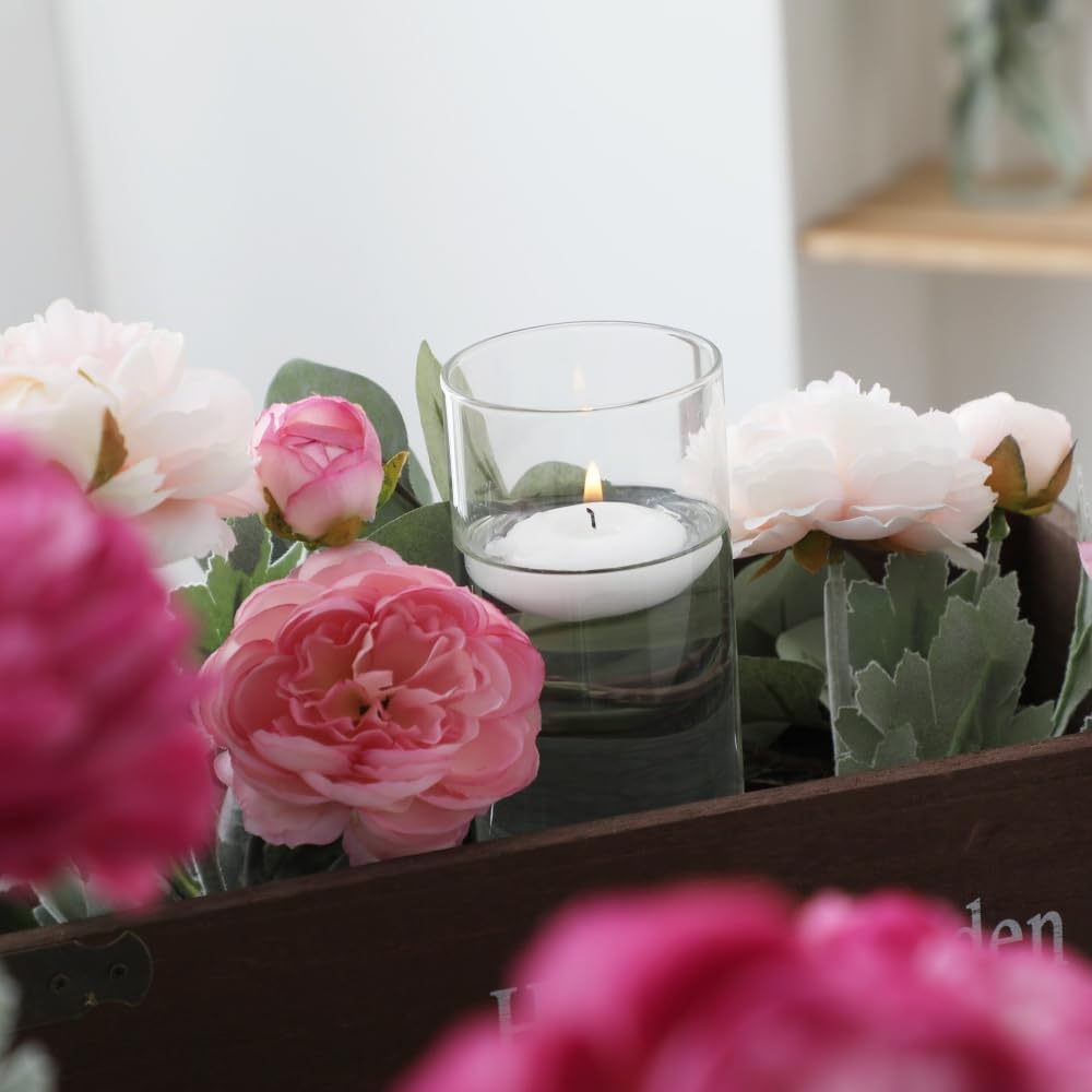 Set of 4 Pcs Glass Cylinder Vases for Centerpieces with 6 Pcs White Floating Candles for Centerpieces Glass Candle Holder for Table Shelf Wedding Party Home Decor (S+M+L+XL)