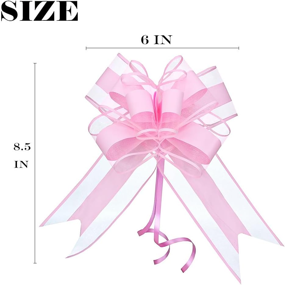 WEWILUCK Pink Pull Bows for Presents - Large Gift Bows for Gift Baskets, Flower Paper Wrapping, Ideal for Women, Party, Valentines Day, and More(8 inches, 10PCS)