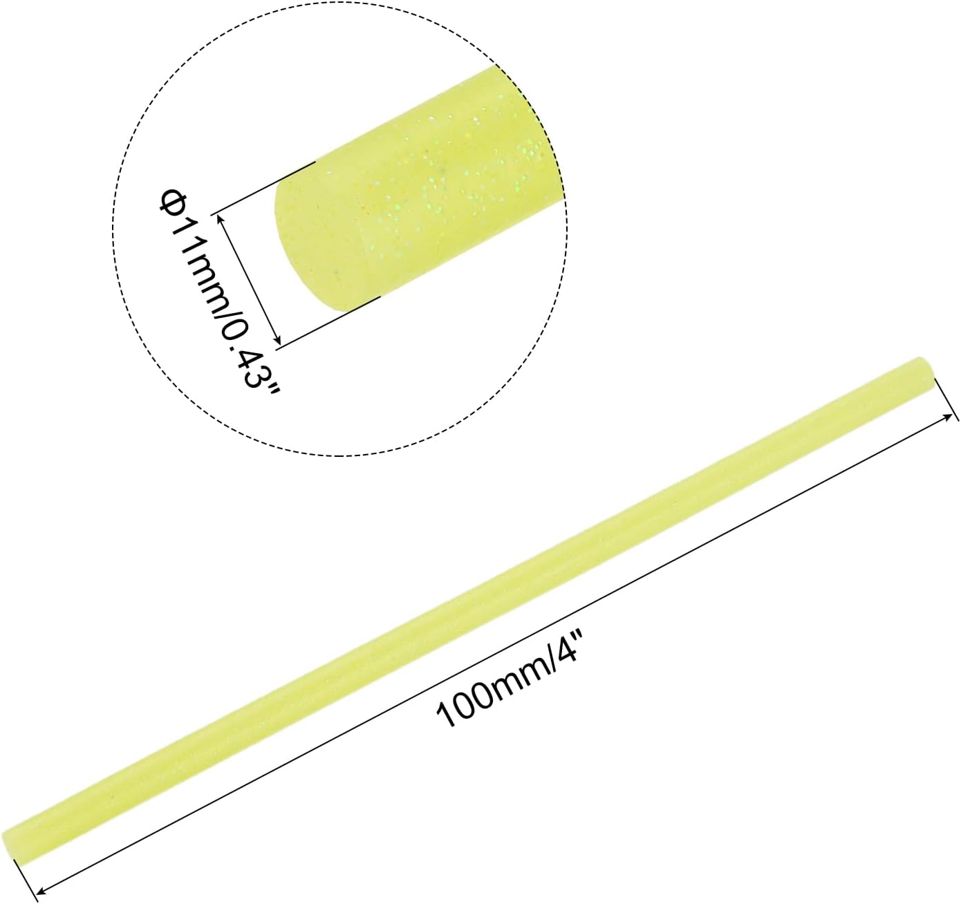 uxcell 20pcs Hot Glue Sticks for Glue Gun 11mm/0.43-inch x 4-inch Mini Hot Melt Adhesive Glue Stick Glitter Yellow