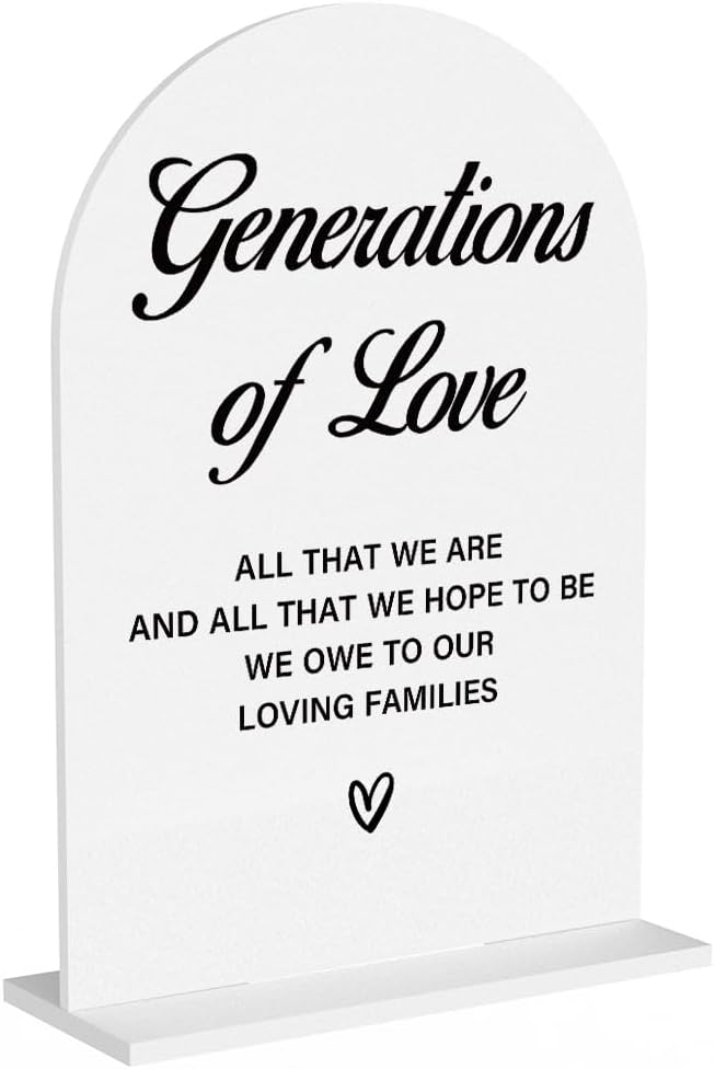 Acrylic Wedding Sign Generations of Love Sign for Wedding Wedding Signs for Ceremony Modern Calligraphy Arch Acrylic Table Top Sign for Wedding Reception and Event Party Table(white）