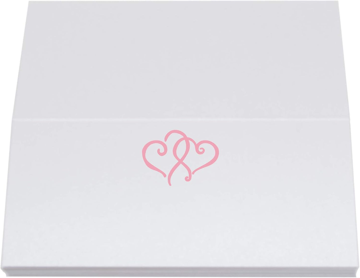 Linked Hearts Place Cards, Pink (Choose Color), Set of 150, Pre-cut and Scored - Wedding, Party, Dinner, and Special Events - Made in the USA