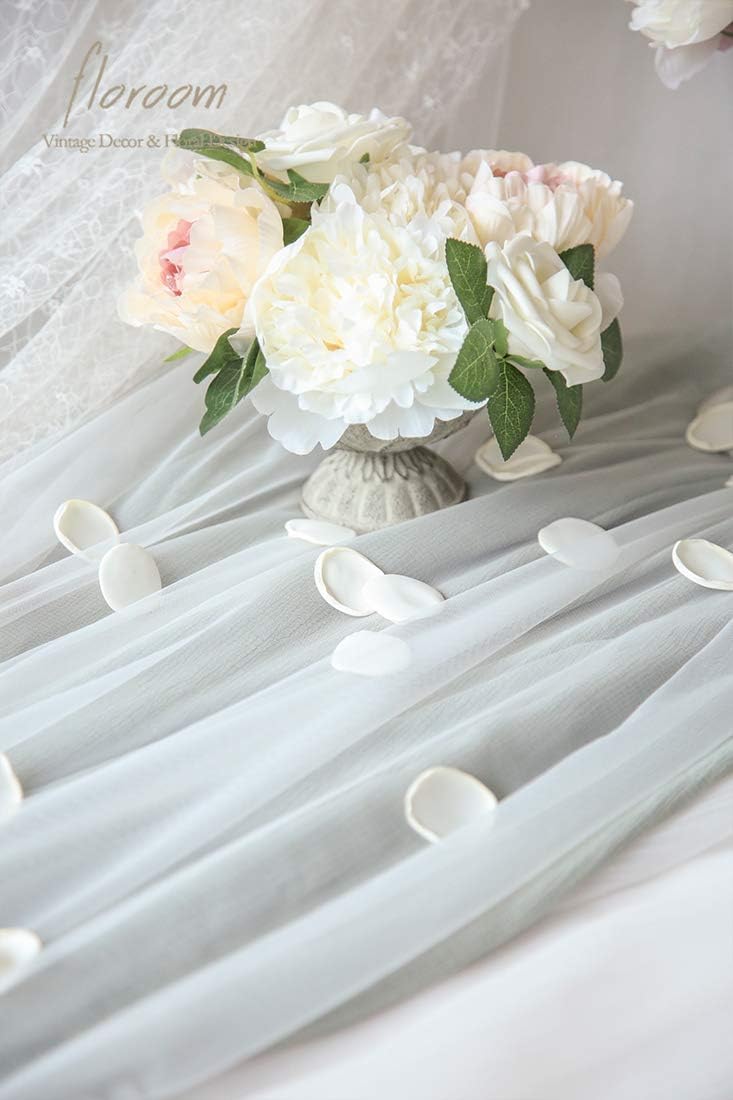 Floroom 300pcs Rose Petals Ivory Faux Silk Flower Petals for Wedding Flower Girl Basket White Aisle Scatter Dinner Table Centerpieces Party Confetti Bridal Shower Romantic Night Decoration