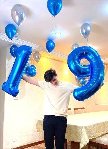 Large Foil Navy Blue Number 9 Balloon 40 Inch, Mylar 9th Number 9 Birthday Balloons, 9 19 29 39 59 99 Blue Party Decorations, Giant 9 Engagement Graduations Anniversary Party Supplies