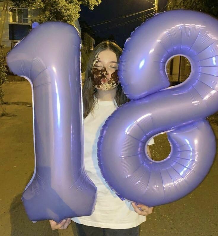 Helium Foil Lilac Number 8 Balloon 40 Inch, Mylar Eight Numbers 8 18 28 38 48 58 80 88 Birthday Balloons, Lavender Women Men Anniversary Graduations Party Supplies