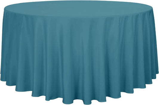 sancua Round Tablecloth - 108 Inch - Water Resistant Spill Proof Washable Polyester Table Cloth Decorative Fabric Table Cover for Dining Tables, Buffet Parties and Camping, Teal