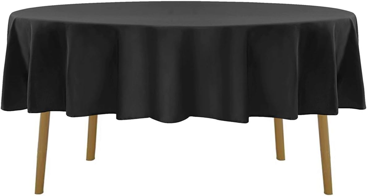 60 inch Round Tablecloth Washable Polyester Table Cloth Decorative Table Cover for Wedding Party Dining Banquet（60 inch,Black）