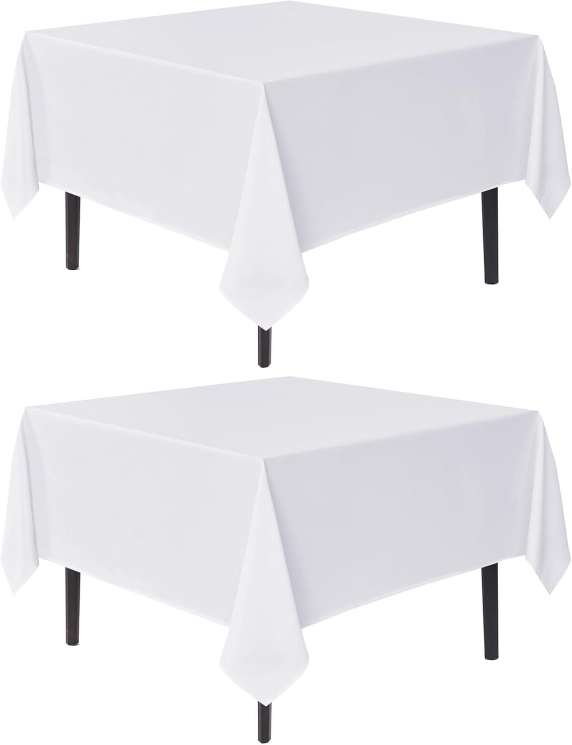 sancua White Large Square Tablecloths 85x85 Inch, 2 Pack - Fabric Table Cloth for Square or Round Tables, Washable Polyester Table Cover for Outdoor Party, Birthday, Buffet, Resturant
