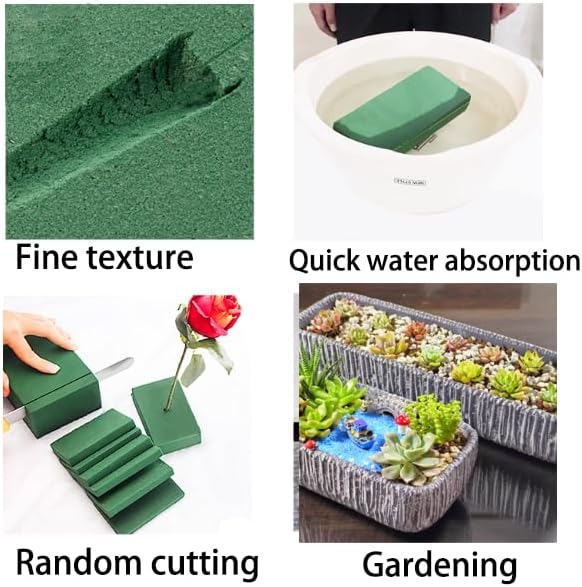 12Pack Square Floral Foam Blocks – Strong Water Absorption & Moisture Retention Easy to Cut & Shape Wet & Dry Use, Ideal for Weddings DIY Crafts Florists Home Decor & Artificial Flower Arrangements