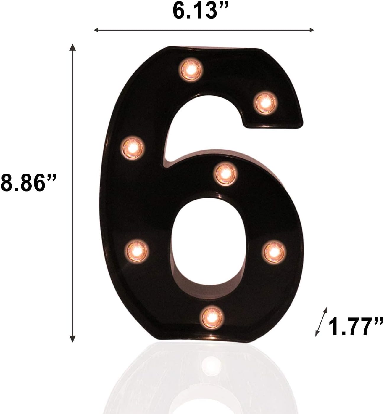 OYCBUZO Light Up Black Alphabet Marquee Number Sign LED Marquee Number Lights Sign for Night Light Home Bar Christmas Lamp Birthday Party Wedding Decoration 6