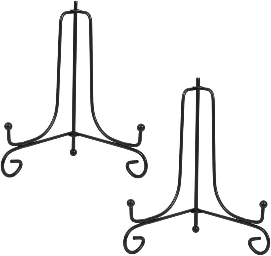 (2 pack)Iron Display Stand, Black Iron Easel Plate Display Photo Holder Stand, Displays Picture Frames, Cookbooks, Decorative Plates, Tablets and Art 6 Inch