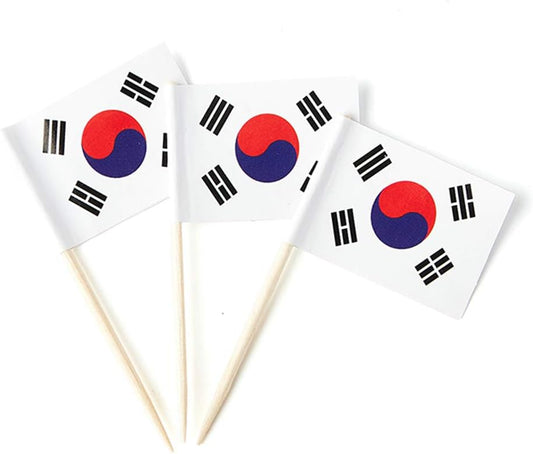 South Korea Flag Korean Flag, Small Mini South Korean Toothpick Flags for Food, Cupcakes, Cocktails, Appetizers, Bar Party Decorations