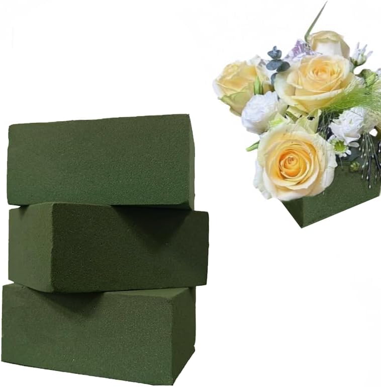 3 Pack Square Floral Foam Blocks – Strong Water Absorption & Moisture Retention, Easy to Cut & Shape, Wet & Dry Use, Ideal for Weddings, Parties, DIY Crafts, Florists & Home Decor