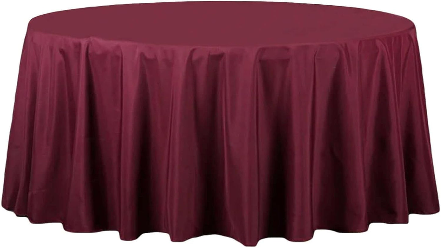 Efavormart Round Tablecloth, 132 Inch Stain & Wrinkle Resistant Washable Table Cloth, Decorative Polyester Fabric Table Cover for Banquet, Wedding, Dining- Burgundy