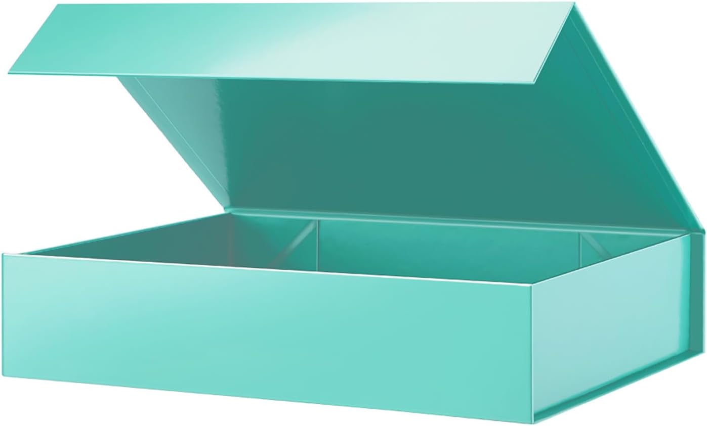PACKHOME Gift Box 11.5x8x2.5 Inches, Sturdy Shirt Box with Magnetic Lid for Multiple Occasions (Glossy Green)