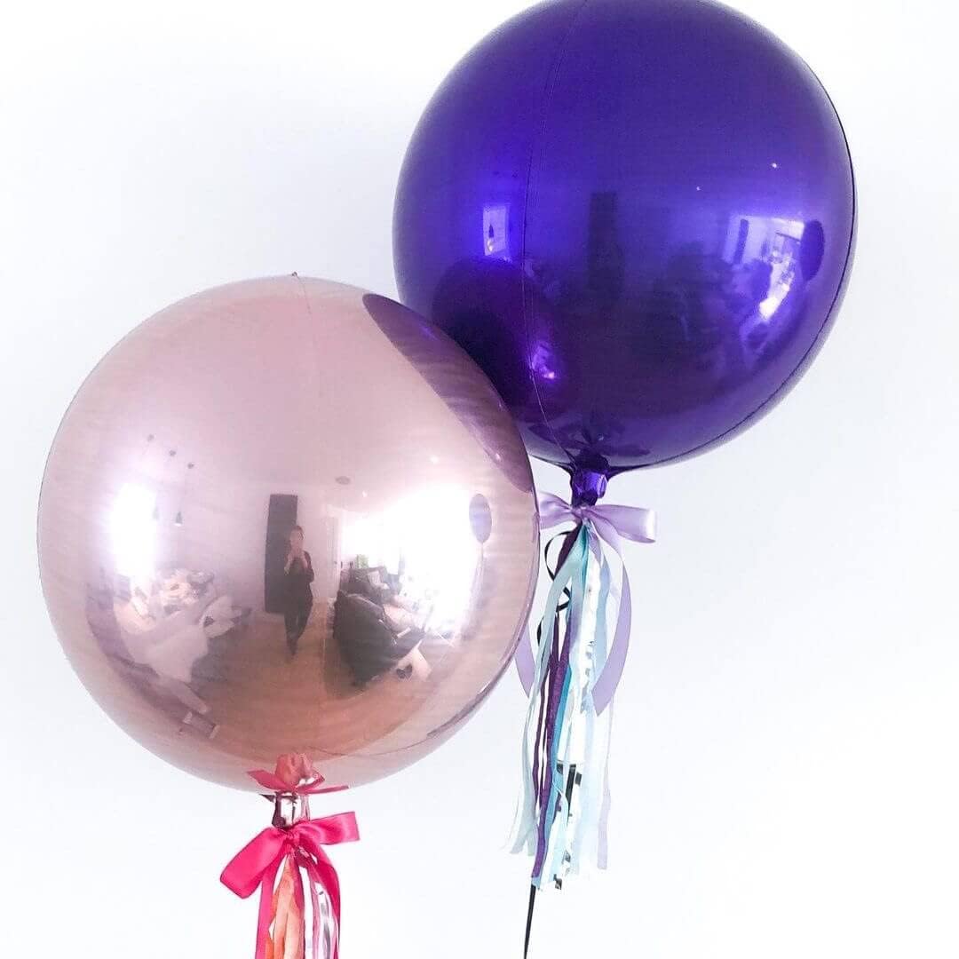 6 Pack 22 Inch 4D Purple Balloons Big Round Foil Balloons Purple Metallic Balloons for Wedding Birthday Bridal Shower Baby Shower Decorations Party Supplies